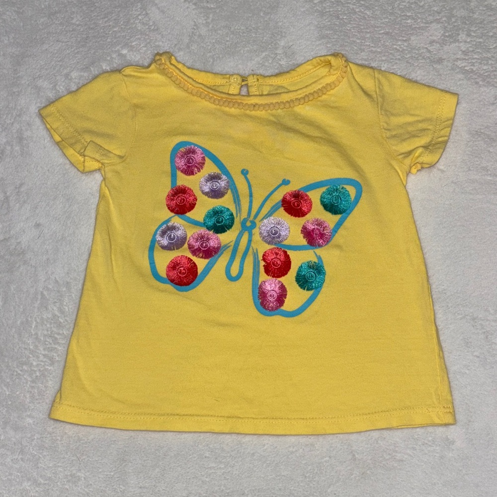 (3 for $10) George Yellow Butterfly Kids Shirt short sleeve